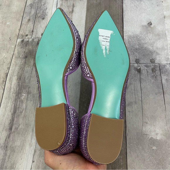 Betsey Johnson Remy Flat Pointed Toe Embellished Size 6 1/2 M Purple - Picture 7 of 12